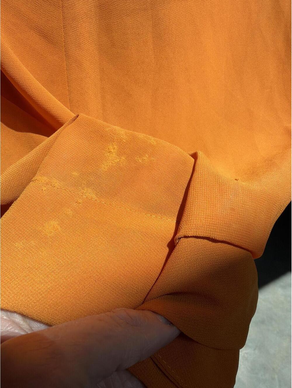 H&M Orange One Shoulder Ruffle Dress Pleated Swing Mini - Picture 5 of 7